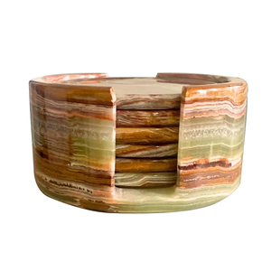 OEM Luxury <b>Marble</b> Onyx Modern Kitchen Coasters & Mats Set with Holder-Big Slab Durable Eco-Friendly - Product Image 1