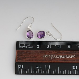 Handmade Amethyst Sterling Silver Dangle <b>Earrings</b> Minimalist Jewelry Gift Wholesale Export India Nikhil Gems NG-033 Third Party - Product Image 4