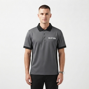 Custom Men's <b>Grey</b> Black <b>Polo</b> <b>Shirt</b> Short Sleeve Sportswear Golf Workwear Uniform OEM ODM Wholesale Manufacturer - Product Image 3