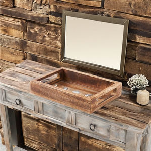 Plateau de service en bois d'acacia, grands plateaux en bois pour aliments avec poignées, plateau de table basse pour décoration ottoman, comptoir de cuisine - Product Image 3