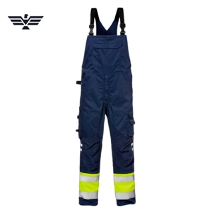 Custom Hi Vis Work Bib <b>Overalls</b> Reflective Safety Dungarees <b>Men's</b> Industrial Bib Pants High Visibility Cotton Polyester Workwear - Product Image 1