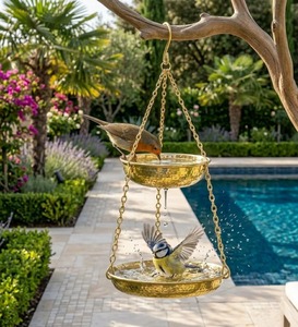 Bain d'oiseaux en laiton de haute qualité pour l'extérieur, autoportant, pour jardin, décoration extérieure, bain d'oiseaux, ornement de jardin pour l'alimentation des oiseaux - Product Image 2