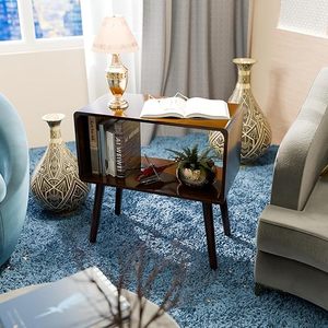 Retro Bookcase Nightstand, End <b>Table</b>, Bed <b>Side</b> <b>Table</b> for <b>Small</b> Spaces Magazine Stand with Storage Engineered Wood - Product Image 2