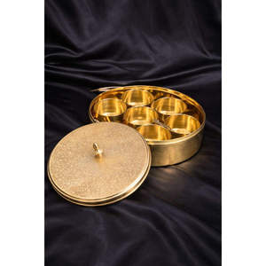 Premium Round Iron Spice Organizer <b>Box</b> with Floral Engraved Lid for Kitchen Seasoning Storage Traditional Iron Masala Dabba - Product Image 4