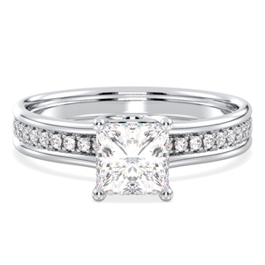 Anillos solitarios de moissanita de 1.56 quilates con corte princesa en oro sólido de 14K de REYES, gran oferta, para mujer, regalo de aniversario personalizado, joyería fina. - Product Image 2