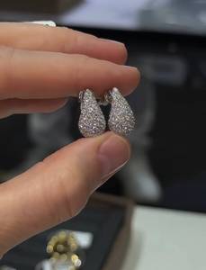 Boucles d'oreilles pendantes en forme de goutte d'eau, or massif 9 carats, diamant cultivé en laboratoire, boucles d'oreilles tendance pour femmes, à porter en soirée - Product Image 1
