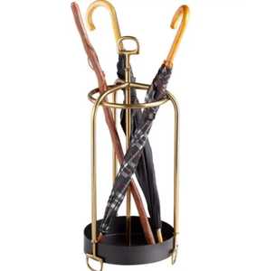 Modern Round Black Metal Mesh Umbrella Stand Entryway Walking Stick Holder Tall Cane Storage Rack <b>with</b> Removable Drip Tray Base - Product Image 4