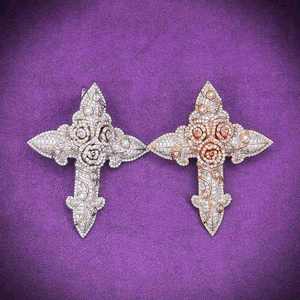 925 Silver Moissanite Cross Pendant Silver & Rhodium Plated Religious Link <b>Chain</b> Claw Setting <b>Iced</b> <b>Out</b> Unisex Charm Jewelry Gift - Product Image 2