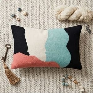 Housse de coussin rectangulaire géométrique abstraite moderne, broderie artisanale, décoration intérieure, noir, blanc, turquoise, corail, prix de gros - Product Image 5