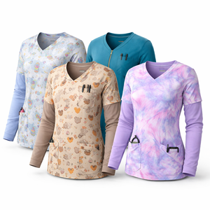 Wholesale Custom Woven Medical <b>Scrub</b> <b>Sets</b> with Long Sleeve Options-OEM Manufacturer Direct Supply - Product Image 3