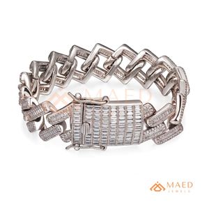 Bracelet à maillons baguette en argent avec moissanite, chaîne fine, bijoux de mode, pour usage quotidien, cadeau, style Miami Chicago - Product Image 6