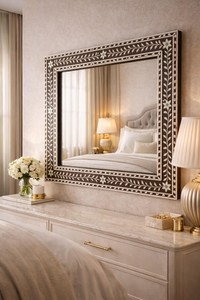 Stylish Modern High Quality Handmade Wall <b>Mirror</b> Bone Inlay Detailing for Bedroom or Bathroom Decor By BELLDEC - Product Image 6