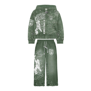 <b>velour</b> tracksuit Custom Wholesale Factory cotton tracksuit with fleece set for US Apparel Brands and Retailers - Product Image 2