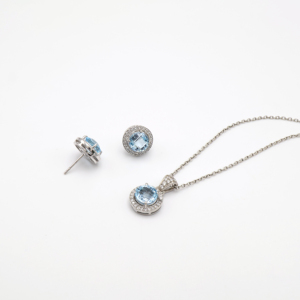 Sparkling Blue Sky Topaz Rondel Pendant and <b>Earrings</b> <b>Set</b> 8MM for Modern Women Gemstone Jewelry Best Choice - Product Image 4