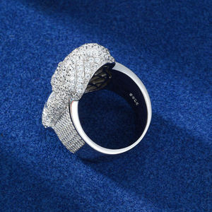 Men's 22K Gold Plated Lion Head <b>Ring</b> With Round Brilliant Cut Synthetic Diamonds Hiphop Style Party Jewelry - Product Image 2