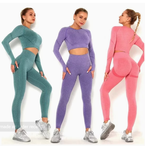 Ensemble de yoga respirant pour le sport : haut de yoga, soutien-gorge de sport athlétique, vêtements de fitness, tenue de sport croisée à taille haute - Product Image 3