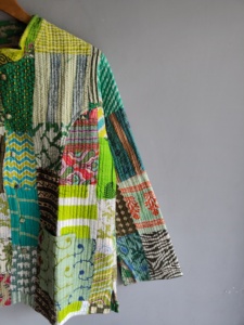 Quilted <b>Patchwork</b> <b>Jacket</b> Women's Mandarin Collar Full Sleeve Cotton Spring Style Regular Length Button Closure gift for her - Product Image 3