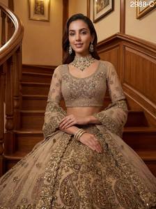 <b>Pink</b> Embroidered A-Line Lehenga Choli with Button Dupatta Traditional <b>Wedding</b> <b>Dress</b> Women Floor Length Party Outfit - Product Image 3