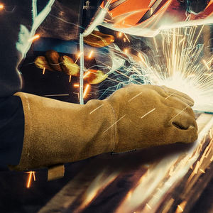 High Quality Premium Tig Welding <b>Gloves</b> Industrial Leather Safety Cuff Anti-Vibration Heat/Fire Resistant - Product Image 2