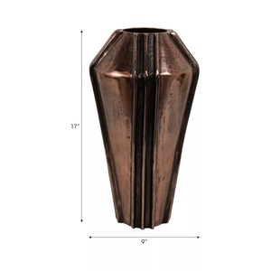 Vase de table en bronze moderne effet métal liquide avec texture côtelée, fait main, support décoratif pour fleurs, idéal pour centre de table de mariage - Product Image 4