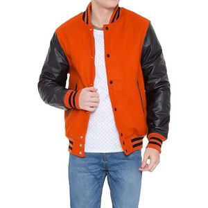 Blouson universitaire homme personnalisé, style baseball, col montant, logo frontal, couleur unie, best-seller hiver, style urbain - Product Image 3