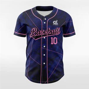 2025 Custom Navy Blue Marble Baseball Jersey <b>Pink</b> Accent Button-Up Team Uniform Personalized Name Number Pro Style Wholesale - Product Image 1