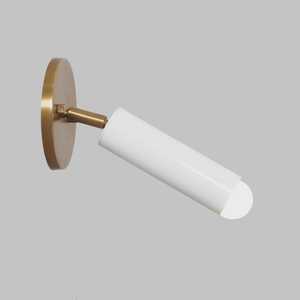 Applique murale minimaliste en laiton avec abat-jour cylindrique blanc, luminaire d'intérieur pour salle de bain, fixation réglable - Product Image 3