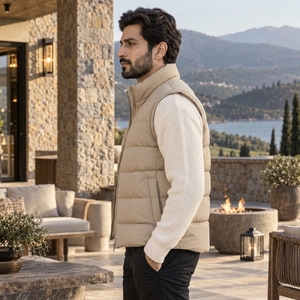 Gilet en duvet élégant pour homme, fabriqué avec une isolation en duvet de qualité supérieure, un tissu extérieur résistant, une coupe confortable et une chaleur douillette pour les voyages. - Product Image 3