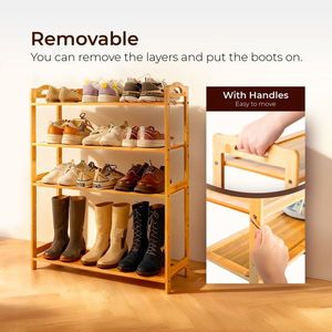 Scarpiera in Bambù a 5 Ripiani Colore Legno Naturale 68*25*89cm per Organizzare le Tue Calzature - Product Image 5