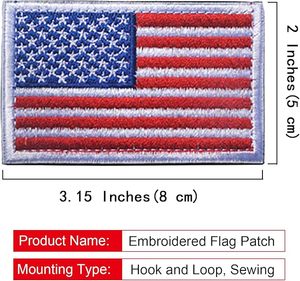 Patch brodé 3D personnalisé drapeau américain en tissu chenille thermocollant rectangulaire pour sacs, chaussures, textiles de maison, cadeaux, chapeaux - Product Image 1