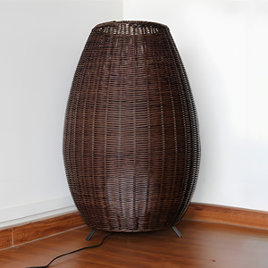 Retro inspired rattan floor lamp handmade weaving <b>standing</b> lamps manufacturer direct supply - Product Image 1