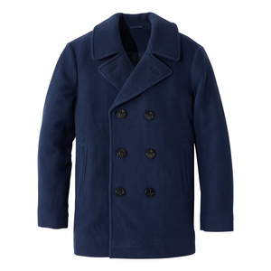 Good Quality Street Style Pea coat Nave Blue Color Outwear Winter Button Up Oversize Fall Winter Collection Pea Coat - Product Image 1