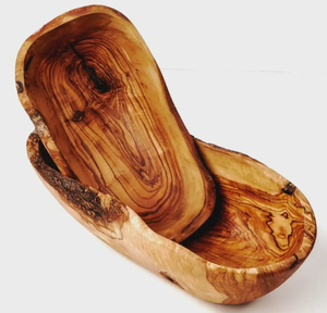 Frutero de Madera de Olivo Premium con Borde Natural, Centro de Mesa Rústico de Madera, Forma de Canoa, Tazón Decorativo Tallado a Mano para Servir Ensaladas - Product Image 2