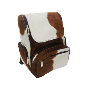 Cowhide Leather <b>Backpack</b> With <b>Animal</b> <b>Print</b> Pattern Multiple Pockets Zipper Closure Unisex Softback Day <b>Backpack</b> - Product Image 1