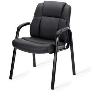 Leather Office Guest <b>Chairs</b> with Padded <b>Arms</b> Exceptional Conference Room Furniture <b>Single</b> Piece Set - Product Image 1