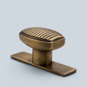 Modern Oval Brass Cabinet Knob with Rectangular Backplate Durable Nickel Polished Furniture Handle for Drawer <b>Door</b> Home Office - Product Image 4