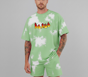 เสื้อยืดและกางเกงขาสั้นชุดเซ็ตสำหรับผู้ชายรุ่นใหม่ล่าสุด น้ำหนัก 250 กรัม ทรงหลวมไหล่ตก ใส่สบาย ไซส์ใหญ่ ชุดลำลอง ชุดวอร์ม - Product Image 1