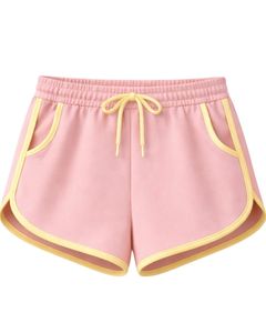 <b>Light</b> Pink Yellow Women <b>Lounge</b> Shorts Elastic Waist Drawstring Contrast Trim Soft Cotton Polyester Casual Summer Comfy Shorts - Product Image 1