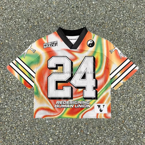 Camiseta de Fútbol de Malla Sublimada Personalizada para Hombre Postie Space, Cuello en V, Manga Corta, Transpirable, Ropa Deportiva, Corte Regular - Product Image 1