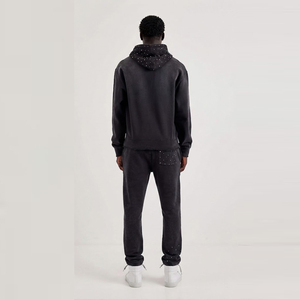 Sudadera con Capucha y Cierre para Hombre, Estampado de Puntos Negros, Corte Regular, Informal, para Otoño, 100% Algodón, Tejido Francés, Transpirable - Product Image 4