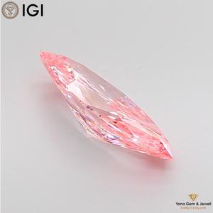 เพชรทรงมาร์ควิส สีชมพูแฟนซี ความใสระดับ VS2 ผลิตในห้องปฏิบัติการด้วยเทคนิค CVD น้ำหนัก 2.00 กะรัต พร้อมใบรับรอง IGI สำหรับทำแหวนแบบสั่งทำ - Product Image 4