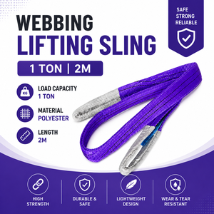 Eslinga Plana de 1 Tonelada, 38 mm × 2 m, Poliéster de Alta Tenacidad, Reforzada con Ojales, para Aplicaciones de Elevación Industrial - Product Image 4