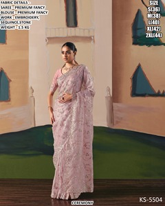 Sari blanc luxueux pour femmes - Sans plis, anti-humidité, idéal pour les soirées - Product Image 2