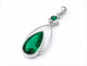 Pendentif en argent sterling en forme de goutte d'eau en quartz émeraude, bijoux en pierres précieuses faits à la main, cadeau élégant pour elle - Product Image 3