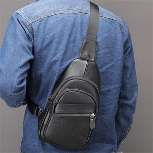 Mochila de cuero genuino impermeable para hombre, bandolera de pecho, bolso cruzado de hombro, bolsos de pecho para hombre - Product Image 4