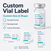 Étiquettes personnalisées pour flacons à motif moléculaire cyan, autocollants imperméables avec logo personnalisé pour flacons en verre de sérum peptidique