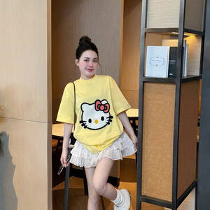 T-shirt mignon à motif de dessin animé pour femmes - Tissu en coton doux et respirant, lavable, style décontracté, parfaitement assorti aux jeans, jupes et shorts - Product Image 3