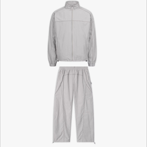 Wholesale Solid Breathable Windbreaker Tracksuit <b>Zip</b> <b>Up</b> <b>Jacket</b> and Jogger Pants Set Outdoor Waterproof Lightweight - Product Image 1