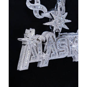 Wholesale <b>Custom</b> Letter Pendant <b>Necklace</b> Full Iced Cuban Link Hip Hop Jewelry Personalized <b>Name</b> Pendant Moissanite Gold Plated - Product Image 6