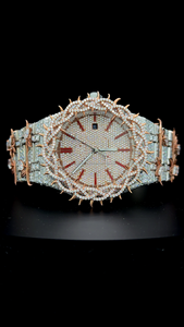 Reloj de Hombre Grande, Estilo Hip-Hop, con Movimiento de Cuarzo Personalizado, Esfera con Diseño de Espinas, Incrustaciones de Moissanita y Diamantes - Product Image 3